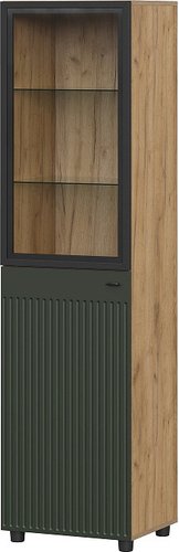 Шкаф-пенал SV-Мебель Милан (дуб золотой/черный/олива софт)