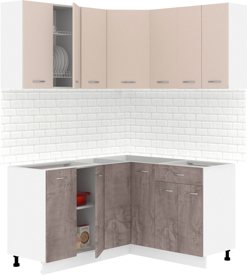 

Готовая кухня Кортекс-мебель Корнелия Лира 1.5x1.4 без столешницы (капучино/оникс)