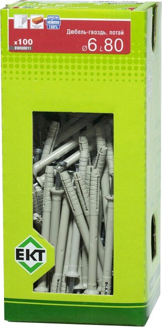 

Дюбель-гвоздь ЕКТ Потайной 6x80 BW000011 (100 шт, нейлон)