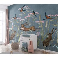 Фотообои ФабрикаФресок Зайцы в цветах Афреска 563270 (300x270)