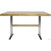 Кухонный стол Buro7 Двутавр 120 (с обзолом, дуб натуральный/серебро)