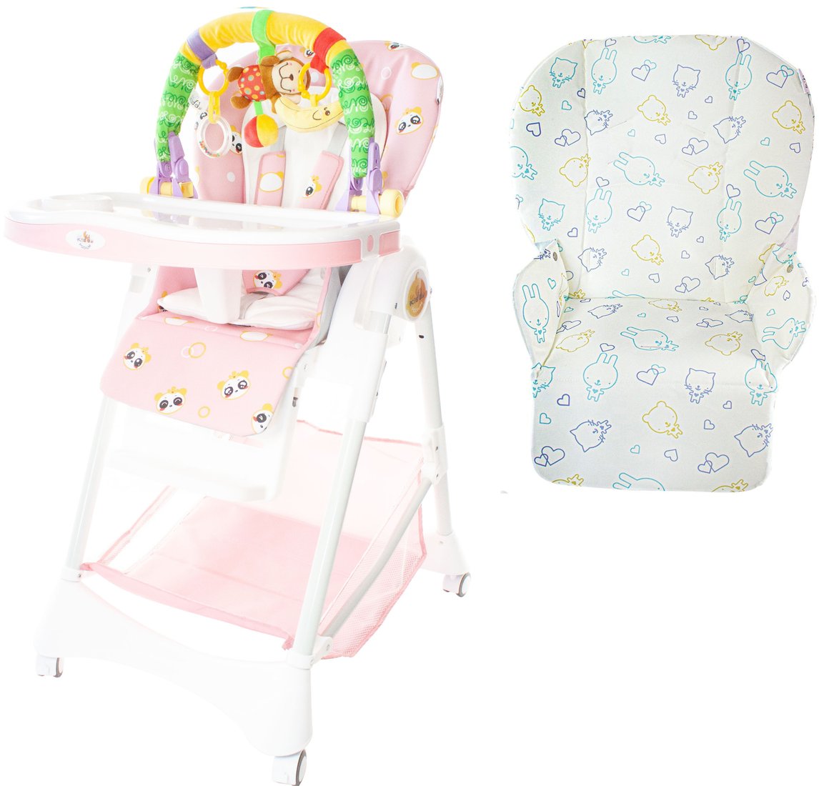

Высокий стульчик ForKiddy Podium Toys 0+ (два чехла +х/б вкладыш, розовый, дуга обезьяна)