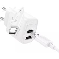 Сетевое зарядное Hoco C141A USB Type-C (белый)