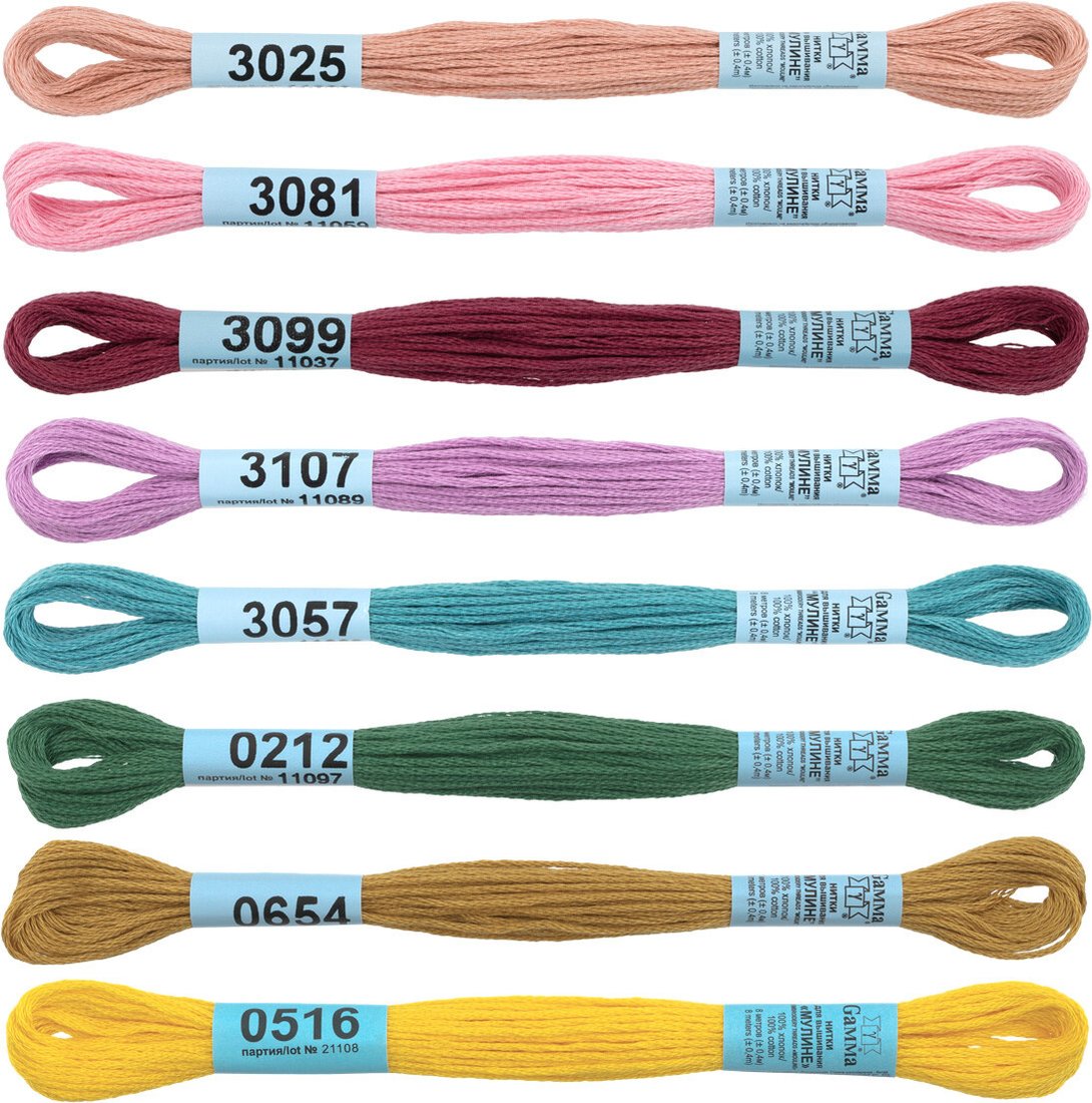 

Нитки для вышивания Gamma Mouline violet 8 цв x 8 м
