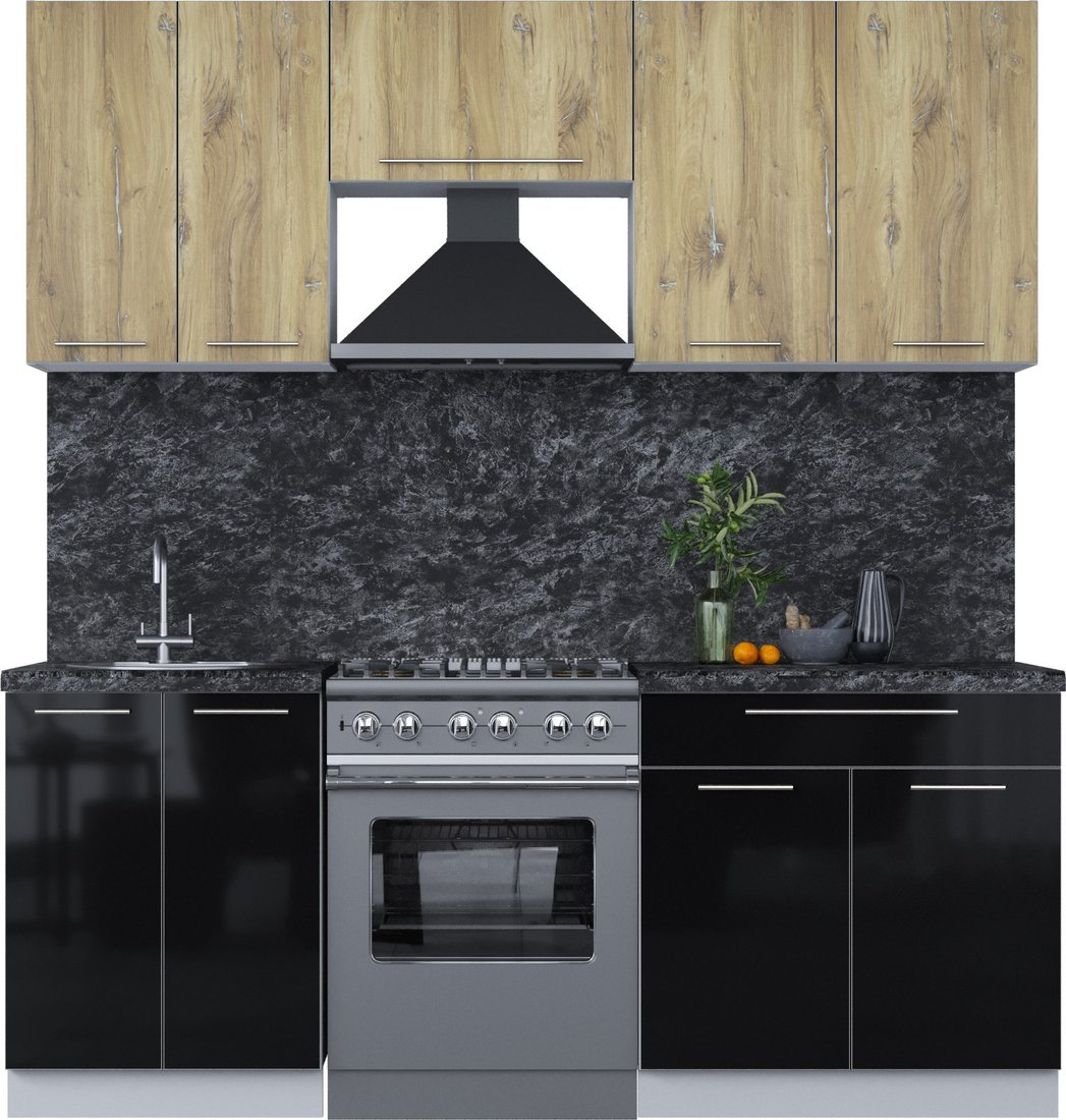 

Кухонный модуль Интерлиния Мила Пластик 2.0 А (дуб эпоксид/черный/кастилло темный)