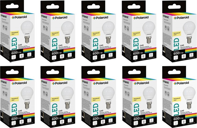 

Светодиодная лампочка Polaroid G45 E14 7 Вт 4000 К N-PL-G457144 (10 шт)