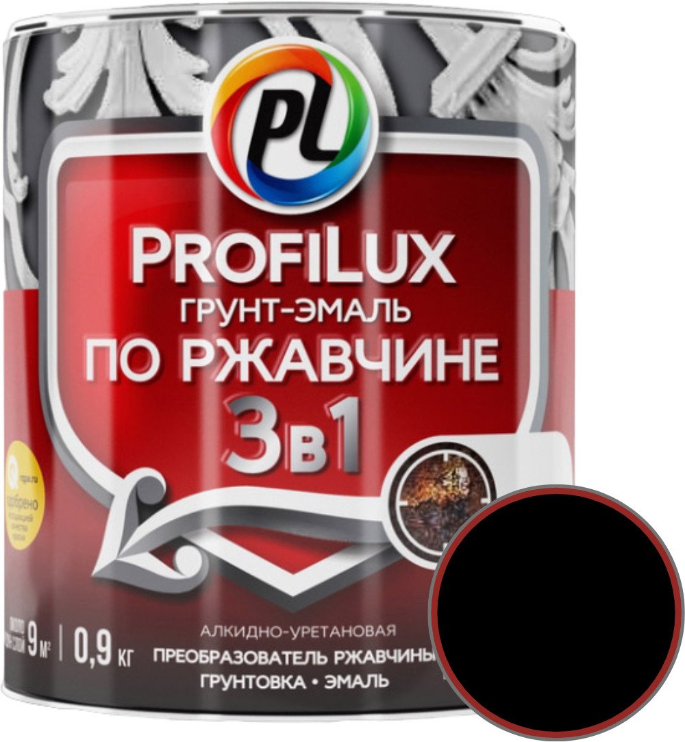 

Грунт-эмаль Profilux По ржавчине 3в1 (0.9 кг, черный)