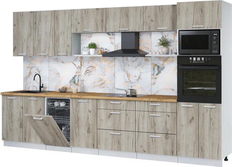 

Готовая кухня Интерлиния Мила Лайт 3.5-ПМ3 (дуб серый/дуб серый/дуб бунратти)