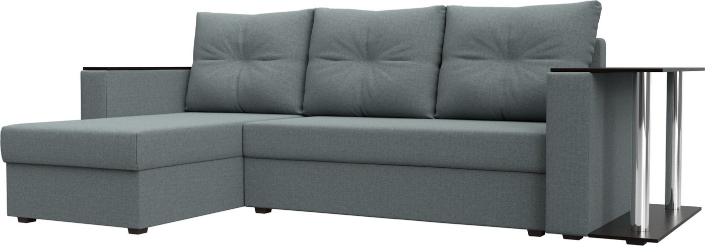 

Угловой диван Лига диванов Атланта со столом левый 121164L (рогожка амур серый)