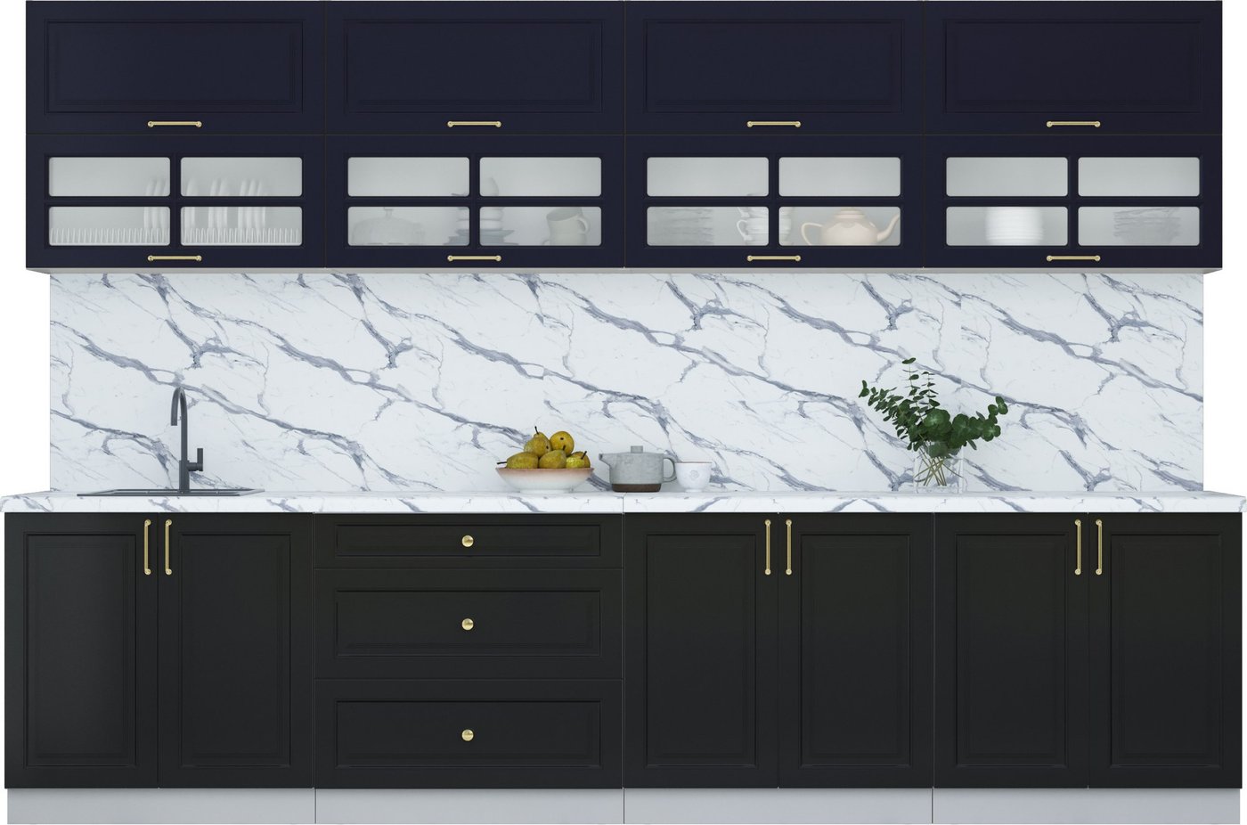 

Кухонный модуль Интерлиния Мила Шато 3.2Б (индиго/черный/белый гранит)