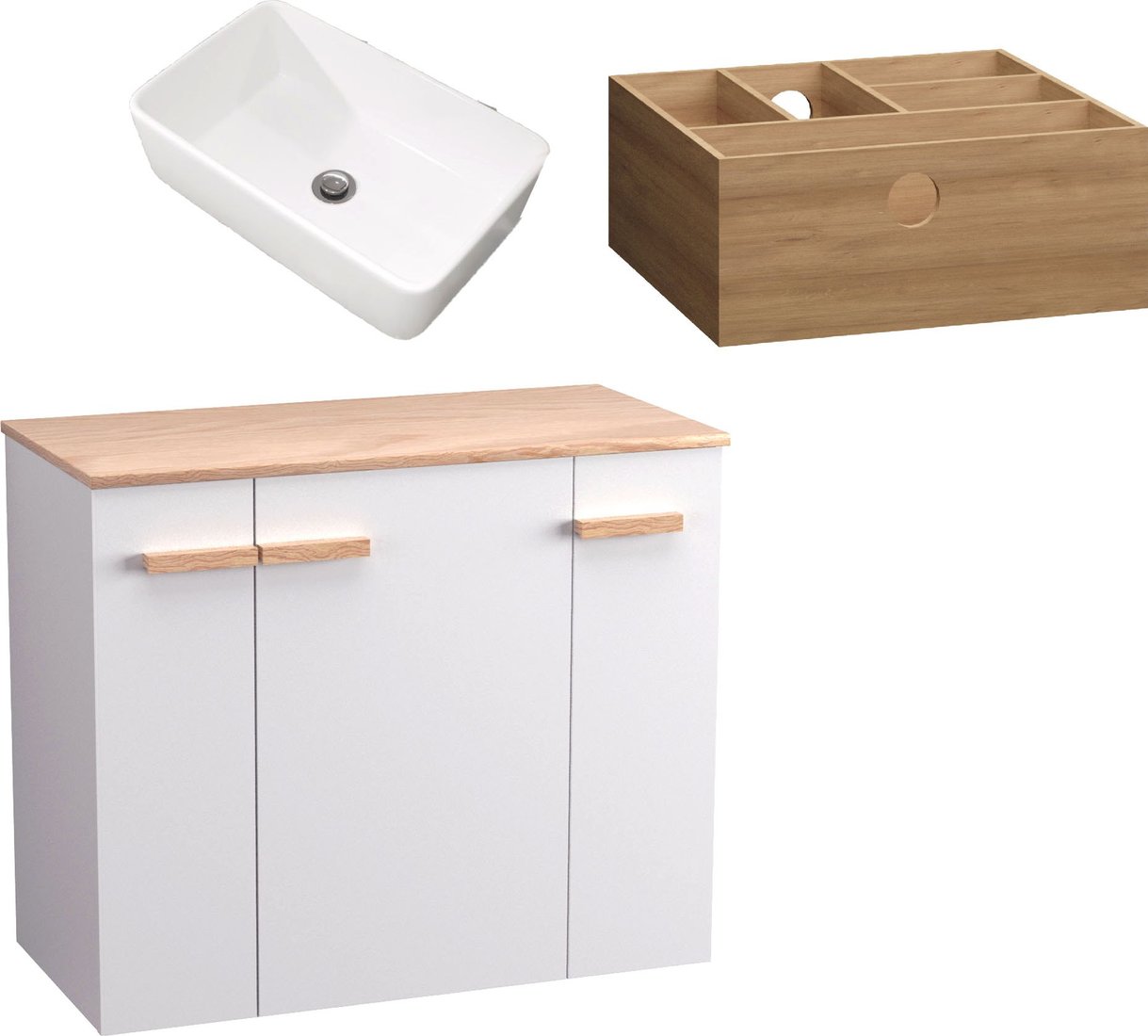 

Lauter Тумба под умывальник Adri 79 + 21674A (белый глянец, с органайзером 23)