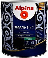 

Эмаль Alpina По ржавчине 3 в 1. База 1. 2.5 л (шелковисто-матовый прозрачный)