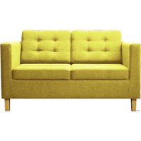 Диван Brioli Дилли клетка Д двухместный (рогожка, J9 желтый/светлые ножки)