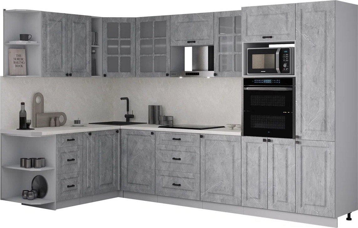 

Готовая кухня Интерлиния Мила Деко 1.88x3.2 LV (керамика/керамика/опал светлый)