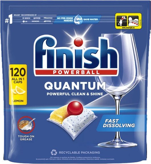 Капсулы для посудомоечной машины Finish Powerball Quantum Lemon (120 шт)