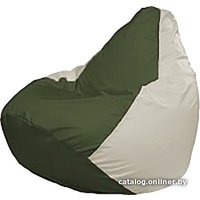 Кресло-мешок Flagman Груша Мега Super Г5.1-59 (тёмно-оливковый/белый)