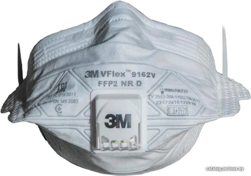 Респиратор-полумаска 3M Противоаэрозольная фильтрующая полумаска 9162 Vflex