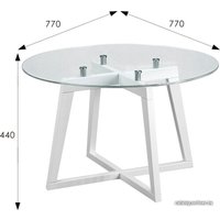 Журнальный столик Мебелик Рилле 445 (белый/стекло прозрачное круг)