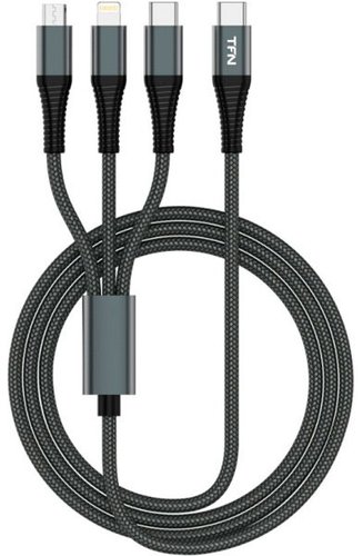 Кабель TFN TFN-C-3IN1-USBC-GR USB Type-A - USB Type-C/Lightning/microUSB (1.2 м, белый)
