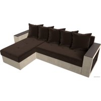 Угловой диван Лига диванов Дубай лайт левый (микровельвет коричневый/бежевый)