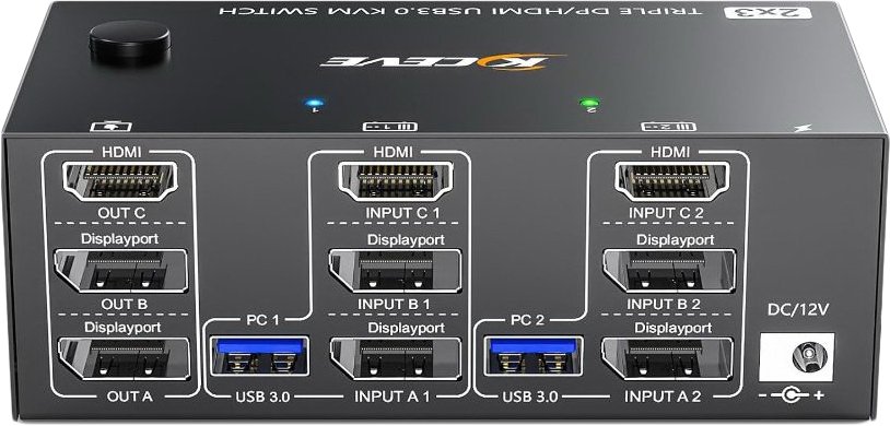 

KVM переключатель USBTOP 2х3 HDMI/DisplayPort 8K USB3.0
