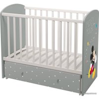 Классическая детская кроватка Polini Kids Disney baby 750 Микки Маус (серый/белый)