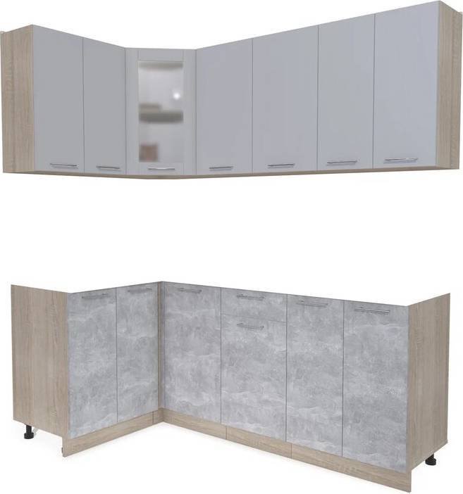Готовая кухня Интерлиния Мила 12x20 без столешницы (серебристый/бетон)