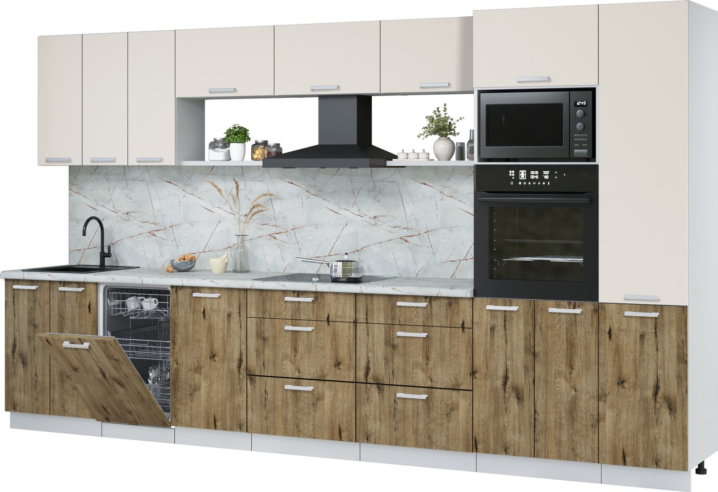 

Готовая кухня Интерлиния Мила Лайт 3.7-ПМ3 (персидский жемчуг/дуб веллингтон/серый каспий)