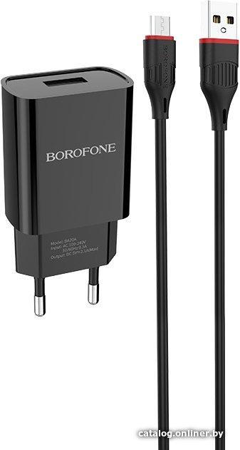 Сетевое зарядное Borofone BA20A microUSB (черный)