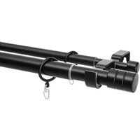 Карниз для штор Sundays Home Цилиндр Раздвижной 25/28мм 2-х рядный (черный матовый, 2-3.6м)