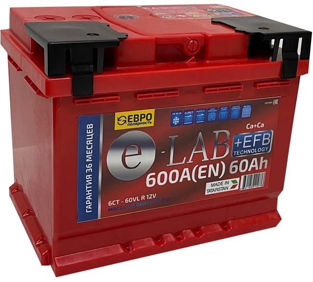 

Автомобильный аккумулятор E-Lab 6СТ-60R + EFB (60 А·ч)