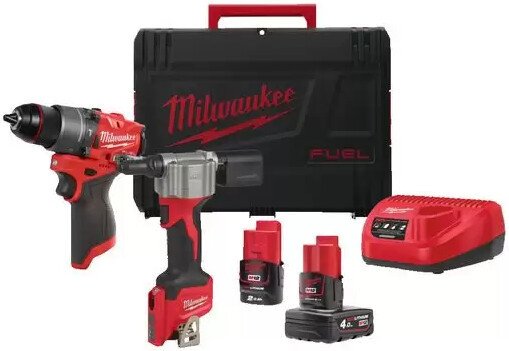 Milwaukee M12 FPP2D2-422X 4933480593 (шуруповерт, заклепочник, 2 АКБ, кейс)