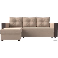Угловой диван Лига диванов Валенсия Лайт левый (велюр, бежевый)