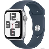 Умные часы Apple Watch SE 2 44 мм (алюминиевый корпус, серебристый/грозовой синий, спортивный силиконовый ремешок M/L)