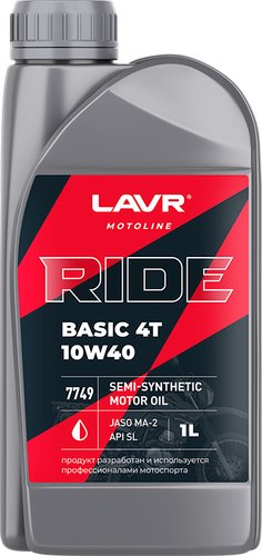 Моторное масло Lavr Ride Basic 4T 10W-40 SL Motoline 1л