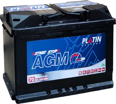 

Автомобильный аккумулятор Platin AGM 760A R+ (70 А·ч)