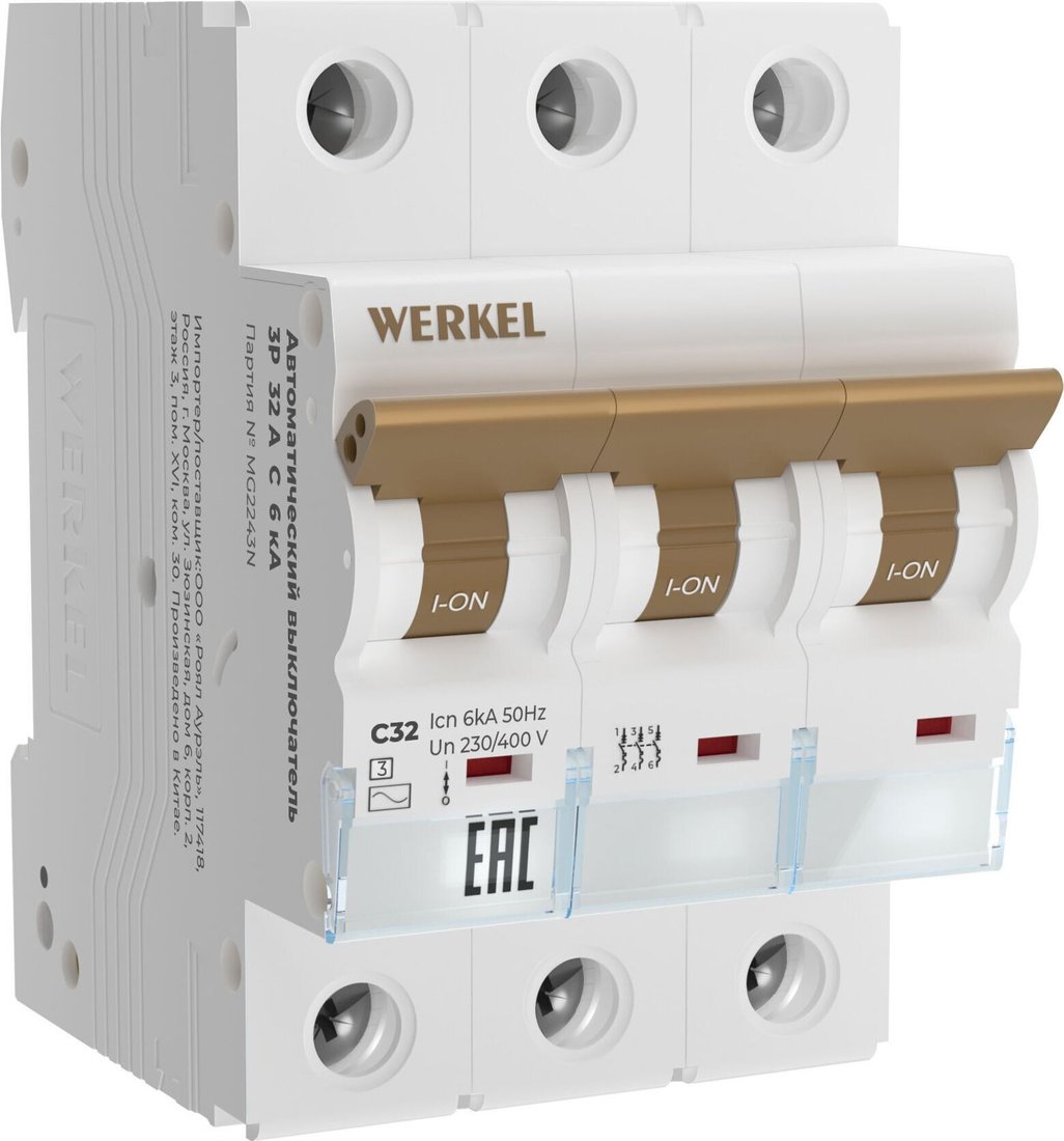 

Выключатель автоматический Werkel 3P 32 A C 6 kА W903P326