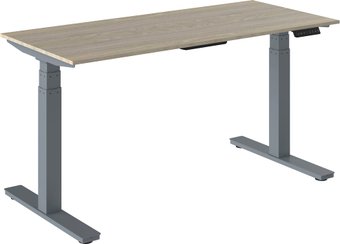 Стол для работы стоя WellDesk с электроприводом двухмоторный 18мм (ясень шимо, серый)