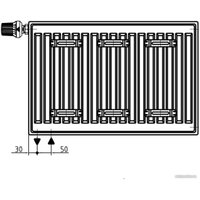 Стальной панельный радиатор Brugman Tип 22 300x100x1200 FEK220301201UBY (боковое подключение)