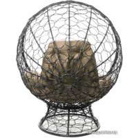 Кресло M-Group Кокос на подставке 11590301 (серый ротанг/бежевая подушка)