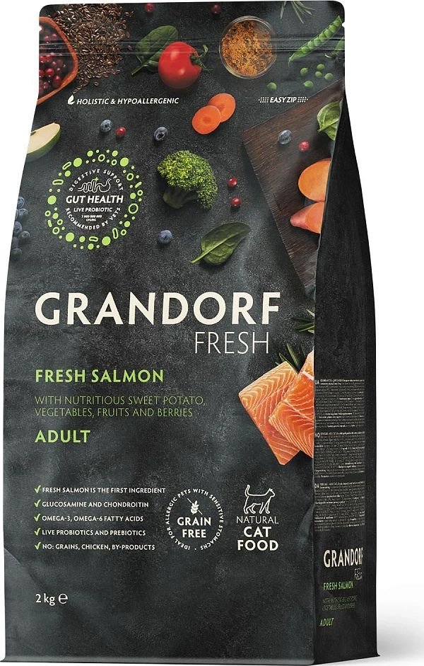 

Сухой корм для кошек Grandorf Fresh Adult (Лосось и батат) 2 кг
