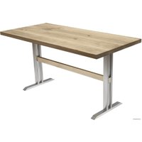 Кухонный стол Buro7 Двутавр 150 (классика, дуб беленый/серебро)