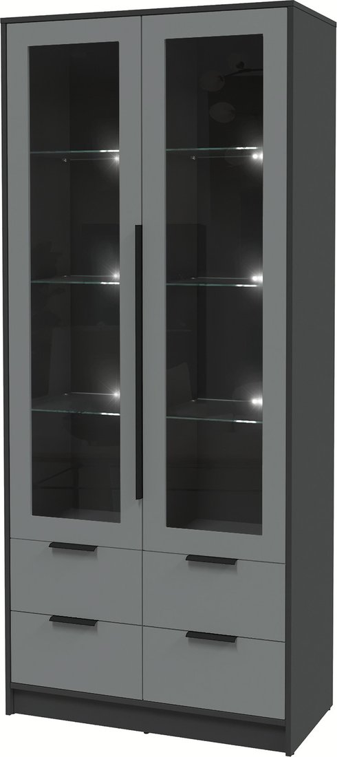 

Шкаф-витрина Интерлиния Концепт КТ-ШВ2 с подсветкой Глосс (антрацит/серый)