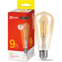 Светодиодная лампочка In Home LED-ST64-deco gold 9Вт 230В Е27 3000К 1040Лм золотистая 4690612035659