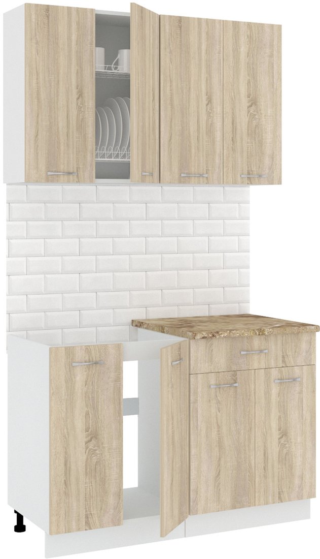 

Готовая кухня Кортекс-мебель Корнелия Лира-лайт 1.2м (дуб сонома/мадрид)