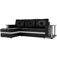 Угловой диван Craftmebel Атланта М угловой 2 стола (боннель, левый, черная экокожа)
