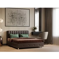 Кровать Мебель-АРС Граф 160 (экокожа шоколад)