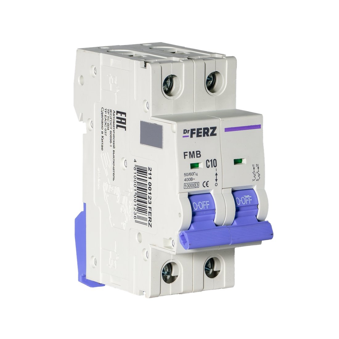 

Выключатель автоматический Dr.Ferz FMB-C 10kA 2P 10 C 21100123FERZ