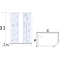Душевой уголок River Don XL 120/90/24 MT R