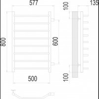 Полотенцесушитель TERMINUS Виктория П8 500x800 (с боковым подключением 60, хром)